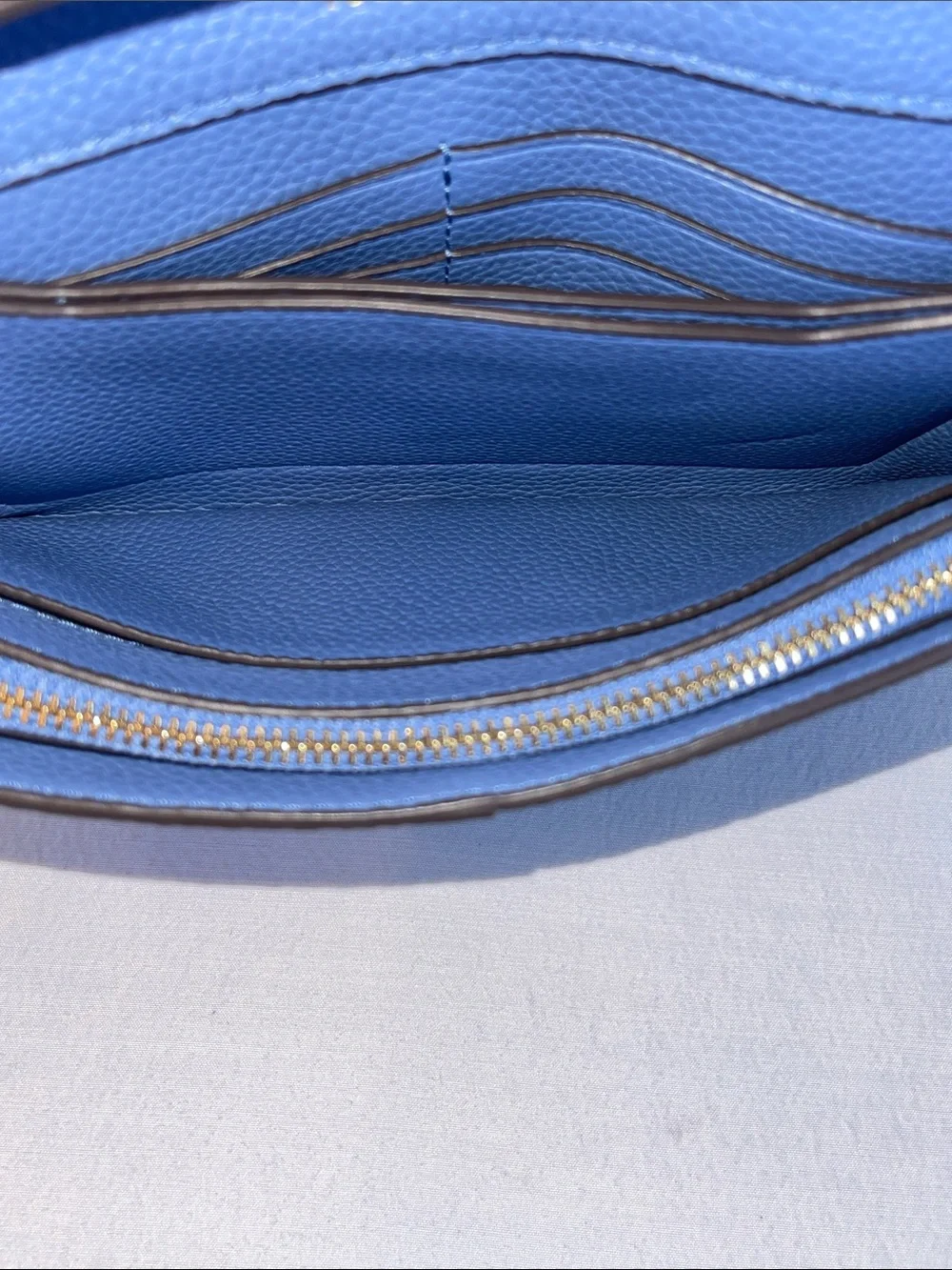 Tory Burch McGraw Pebbled Leather Wallet Crossbody Bag Blue